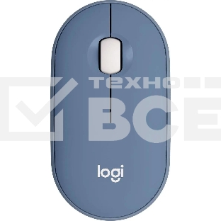 Мышь беспроводная Logitech Pebble M350 синий, 1000 dpi, радиоканал, Bluetooth, USB, кнопки - 3