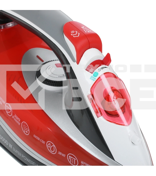 Утюг Centek CT-2346 красный/черный/белый, 3000 Вт, 45 г/мин, 190 г/мин, 380 мл