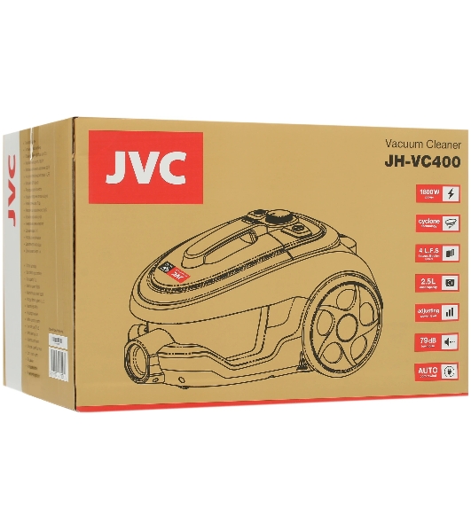 Пылесос JVC JH-VC400 серый, 320/1800 Вт, уборка сухая, пылесборник контейнер, 2.5 л.