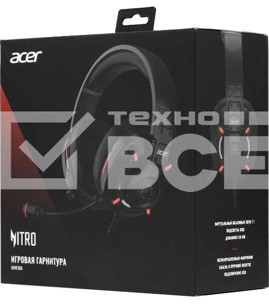 Наушники с микрофоном мониторные оголовье Acer Nitro OHW306 черный ZL.HDSEE.00E