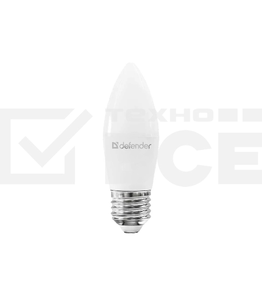 Лампочка светодиодная Defender C37-12W-830-E27 свеча, 3000 К, теплый белый, 1 шт.