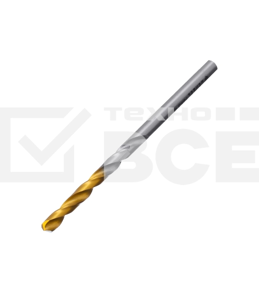 Сверло спиральное по металлу Denzel 4 x 75мм, Р6М5, Golden Tip