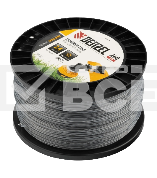 Леска для триммера Denzel двухкомпонентная звезда, 2,4 мм х 260 м, на DIN катушке EXTRA CORD