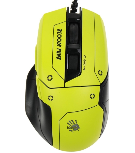 Мышь проводная A4Tech Bloody W70 Max желтый/черный, 10000 dpi, USB, кнопки - 9