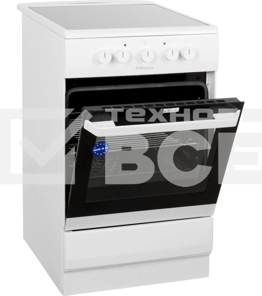Плита электрическая Hansa FCCW54000 белый, конфорок 4 шт, духовка 68 л, 50 см x 85 см x 60 см