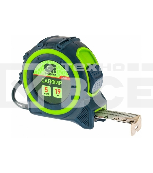 Рулетка Сибртех Сапфир, двухкомпонентный корпус, 5 м х 19 мм
