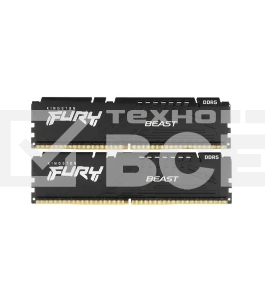 Оперативная память Kingston Fury Beast, DDR5, 16GB (2x8GB), 6000MHz, CL36, с радиаторами, черный