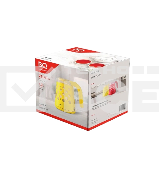 Чайник BQ KT1713P Yellow. Мощность:2200 Вт, Объем 1,7л, LED подсветка