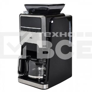 Кофеварка капельная со встроенной кофемолкой BQ CM3002 черный-стальной, исп. кофе - зерновой/молотый, 1.5 л, 1400 Вт
