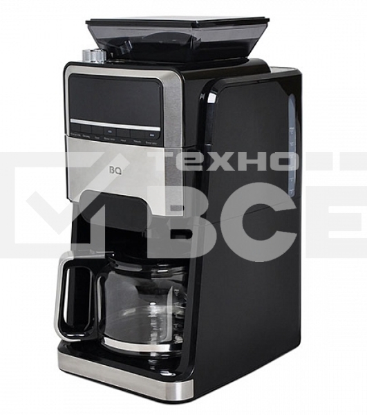 Кофеварка капельная со встроенной кофемолкой BQ CM3002 черный-стальной, исп. кофе - зерновой/молотый, 1.5 л, 1400 Вт