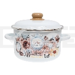 Кастрюля Appetite 1RD201М Roses с крышкой, эмалированная сталь, цилиндрическая 4 л, фото 1