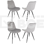 Стул для дома Бюрократ CH-K2_4 комплект 4 шт св. серый Holland 09 металл черный на ножках (CH-K2_1/HL09_4), фото 1