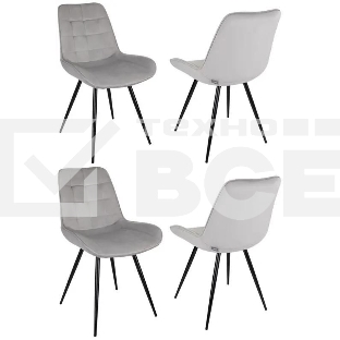 Стул для дома Бюрократ CH-K2_4 комплект 4 шт св. серый Holland 09 металл черный на ножках (CH-K2_1/HL09_4)