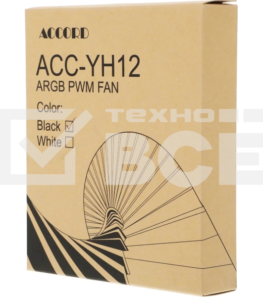 Вентилятор для корпуса Accord ACC-YH12 ARGb 120х120x25 черный 4-pin 27дБ (ACC-YH12 ARGb BLACK) brown box