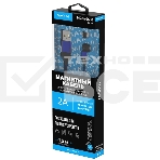 Кабель Maxvi MCm-02M blue, USB-A - MicroUSB, 2A, магнитный разъем, LED ток макс. нагрузки 2А, макс. напряжение 5V; стандарт USB 2.0; длина 1.5м, нейлоновая оплетка, съемный магнитный коннектор, LED подсветка, синий, фото2