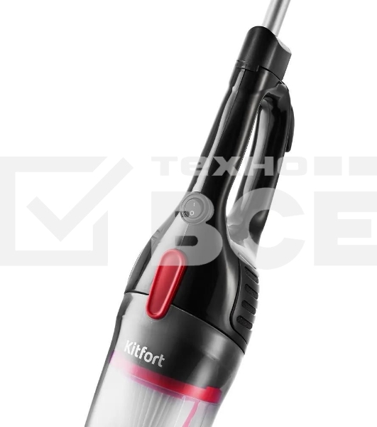 Пылесос вертикальный Kitfort KT-597-1 черный/красный, питание от сети, 600 Вт, уборка сухая, пылесборник 1 л