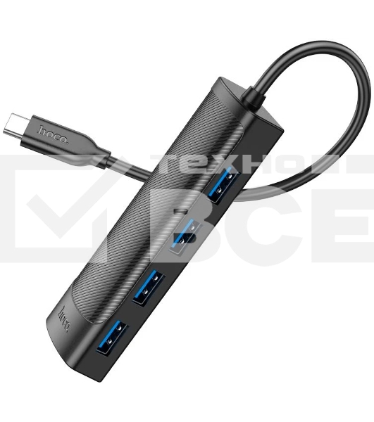 Разветвитель USB-C Hoco HB41 Type-C 4порт. черный