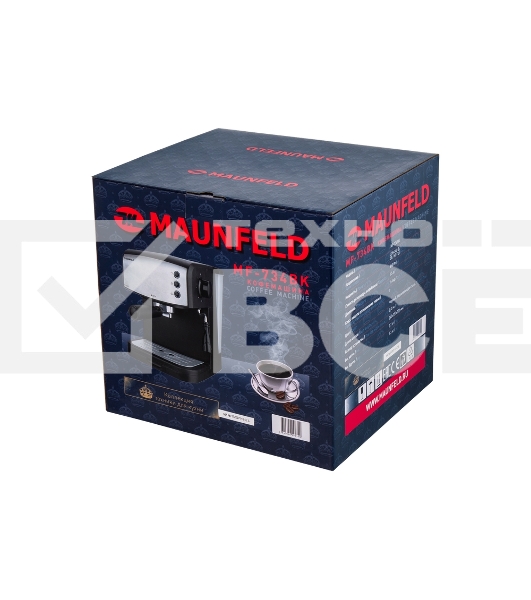 Кофеварка рожковая Maunfeld MF-734BK чёрный, исп. кофе - молотый/чалды, 1.5 л, 850 Вт, 15 Бар