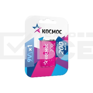Аккумулятор Космос KOCNI-MH6F22 (200mAh) 6F22 200мА.ч 1BL (блист.1шт)