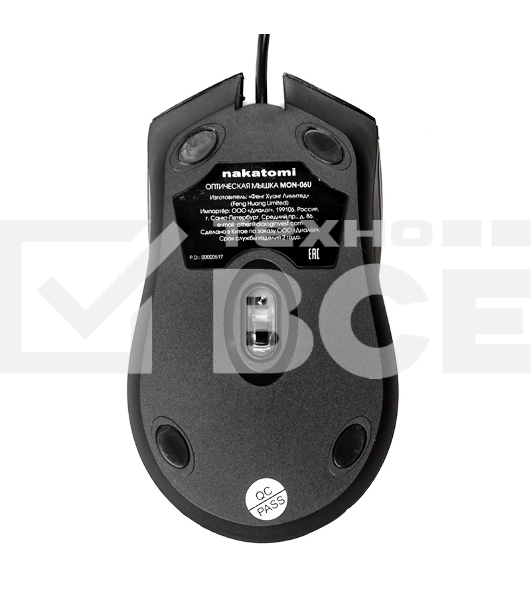 Мышь проводная Nakatomi MON-06U черный, 800 dpi, USB, кнопки - 3