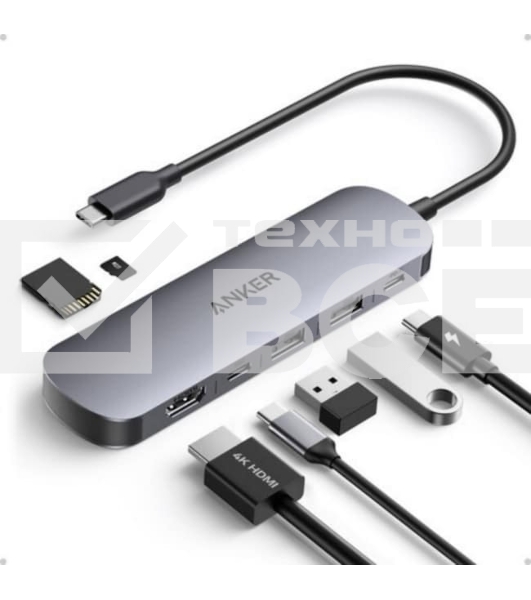 Хаб Anker Nano USB-C Hub (7-in-1 4K HDMI)