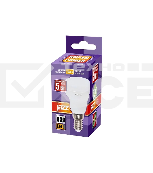 Лампа светодиодная JazzWay PLED-SP R39 5Вт 3000К теплый белый E14 400лм 230В