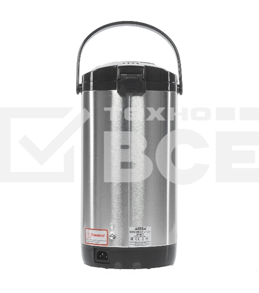 Термопот Aresa AR-4001 '230 В, 50 Гц, 650 Вт, Объем: 3 л Мощность: 650 Вт, Материал корпуса: нержавеющая сталь Материал колбы: нержавеющая сталь Закрытый нагревательный элемент Механическая помпа Поддержание температуры Индикатор уровня воды Индикация режима работы Электронное управление Длина шнура: 1 м 2 температурных режима Блокировка крышки Автоматическое отключение при закипании Защита от перегрева и включения без воды Съемная крышка Съемный шнур Ручка для переноски'