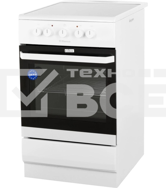 Плита электрическая Hansa FCCW54000 белый, конфорок 4 шт, духовка 68 л, 50 см x 85 см x 60 см