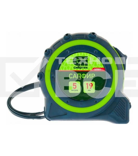 Рулетка Сибртех Сапфир, двухкомпонентный корпус, 5 м х 19 мм