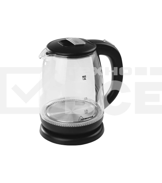 Чайник электрический Homestar HS-1018 1,8л, стекло, черный, 1500 Вт (12)