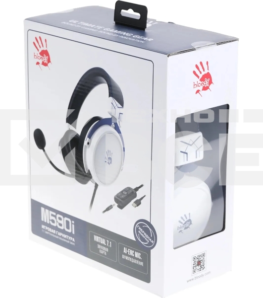 Наушники с микрофоном A4Tech Bloody M590i синий/белый 1м мониторные USB оголовье (M590I SPORTS NAVY)