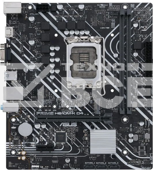 Материнская плата ASUS PRIME H610M-K D4, LGA 1700, Intel H610, 2xDDR4, 4xSATA, 1xM.2, 1xPCIe 4.0 x16, 1xPCI, 1xHDMI, 1xVGA, 1x 1Gb LAN, 2xUSB-A 2.0, 2xUSB-A 3.2 Gen 1, 3x3.5 мм, 7.1, mATX