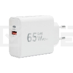 Зарядное устройство Cablexpert MP3A-PC-50, 65Вт GaN, быстрая зарядка QC4.0/PD3.0, 2 порта: USB и Type-C, белый, коробка, фото 1