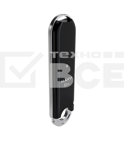 Флеш диск Maxvi P2 32GB USB 2.0 black, монолит с колпачком, ABS пластик