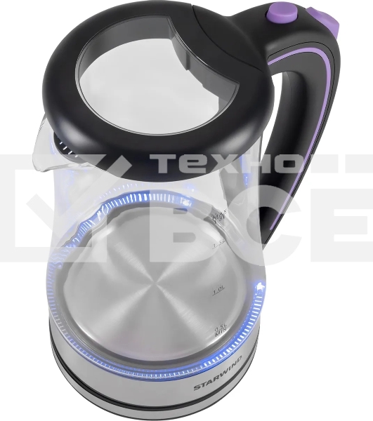Чайник электрический Starwind SKG4045 1.8л. 1800Вт черный/серебристый корпус: стекло