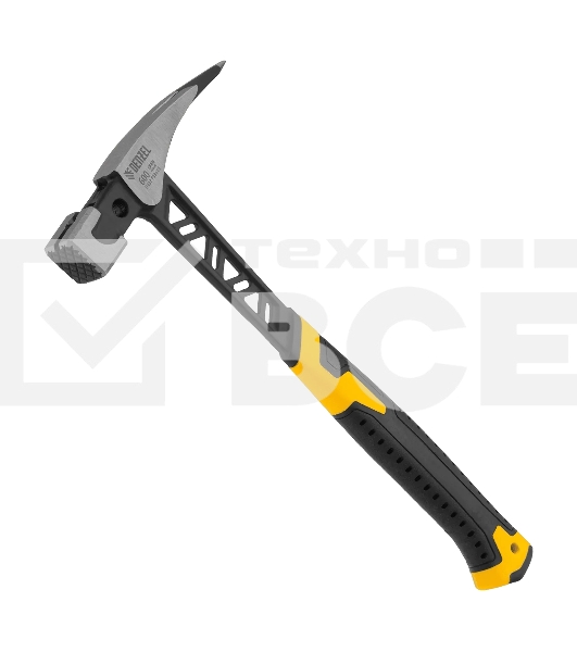 Молоток кровельщика Denzel 600 г, цельнокованый, боек с магнитом, двухкомп. обрезин. рук-ка