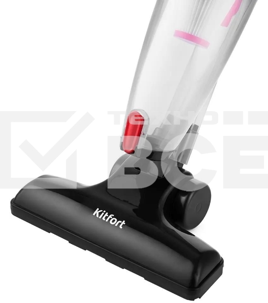 Пылесос вертикальный Kitfort KT-597-1 черный/красный, питание от сети, 600 Вт, уборка сухая, пылесборник 1 л