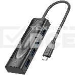 Разветвитель USB-C Hoco HB41 Type-C 4порт. черный, фото 1