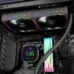 Система жидкостного охлаждения Thermalright Frozen Horizon 240 Digital (240мм, LED temp., Black, ARGB/Fans: 2x120мм, 68.9CFM, 28.2dBA, 2000RPM/Pump height 53.2мм, Rad thickness 27мм/S: 1700, 1200, 1851, 115X, AM5, AM4), фото2