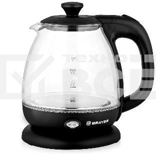 Чайник электрический BRAYER BR6106, 1100 Вт, 1 л, стеклянный, автоотключение, подсветка, черный