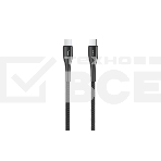 Кабель OLMIO STYLE, Type-C - Type-C, 60W, 1.2м, тканевая оплетка, черный, фото 1