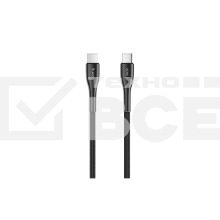 Кабель OLMIO STYLE, Type-C - Type-C, 60W, 1.2м, тканевая оплетка, черный