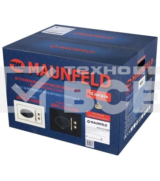 Микроволновая печь встраиваемая Maunfeld JBMO.20.5GRBG черный, 20 л, 700 Вт, переключатели - поворотный механизм