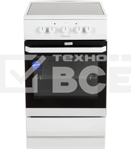 Плита электрическая Hansa FCCW54000 белый, конфорок 4 шт, духовка 68 л, 50 см x 85 см x 60 см