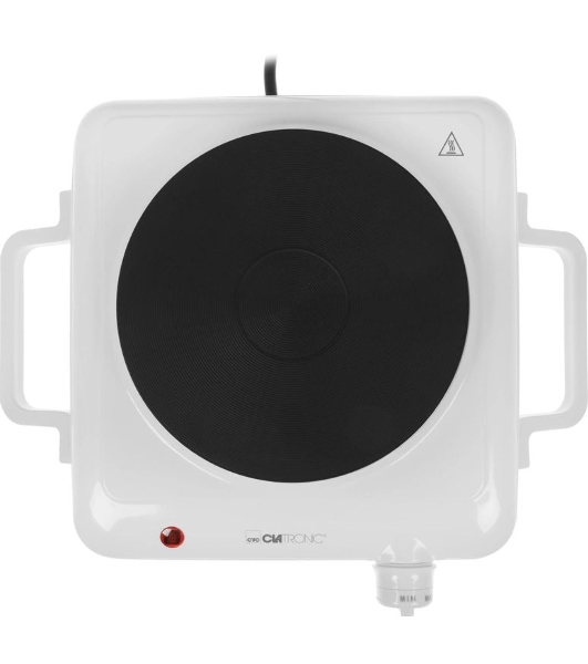 Плита настольная электрическая Clatronic EKP 3582 белый, 1.5 кВт, ТЭН, конфорки - 1, эмаль, поворотные переключатели