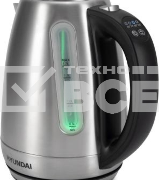 Чайник электрический Hyundai HYK-S8408 1.7л. 2200Вт серебристый матовый/черный (корпус: нержавеющая сталь)