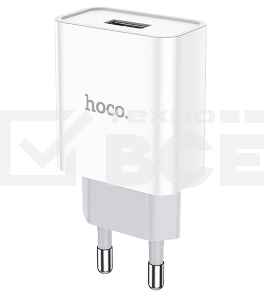 Блок питания (сетевой адаптер) HOCO C81A Asombroso single 1xUSB, 2.1A, 10W, белый