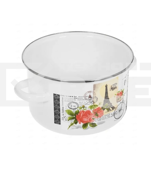 Кастрюля Appetite 1RD201М Париж с крышкой, эмалированная сталь, цилиндрическая 4 л