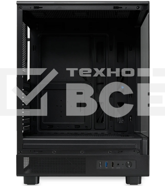 Компьютерный корпус без блока питания HSPD F510, Panoramic Mid Tower, черный, TG, 0.5 SPCC, no fans ATX, mATX, mITX 180/280/160мм 1x2.5', 1x3.5', 7xPCI 1xUSB-A 3.0, 1xUSB-A 1.0 356x218x467мм