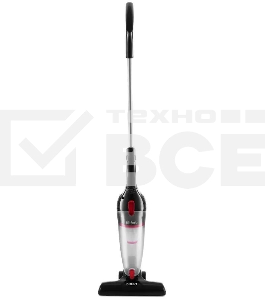 Пылесос вертикальный Kitfort KT-597-1 черный/красный, питание от сети, 600 Вт, уборка сухая, пылесборник 1 л